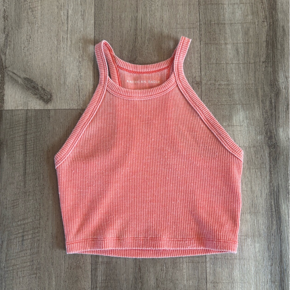 American Eagle Outfitters Coral Ribbed Tank Top